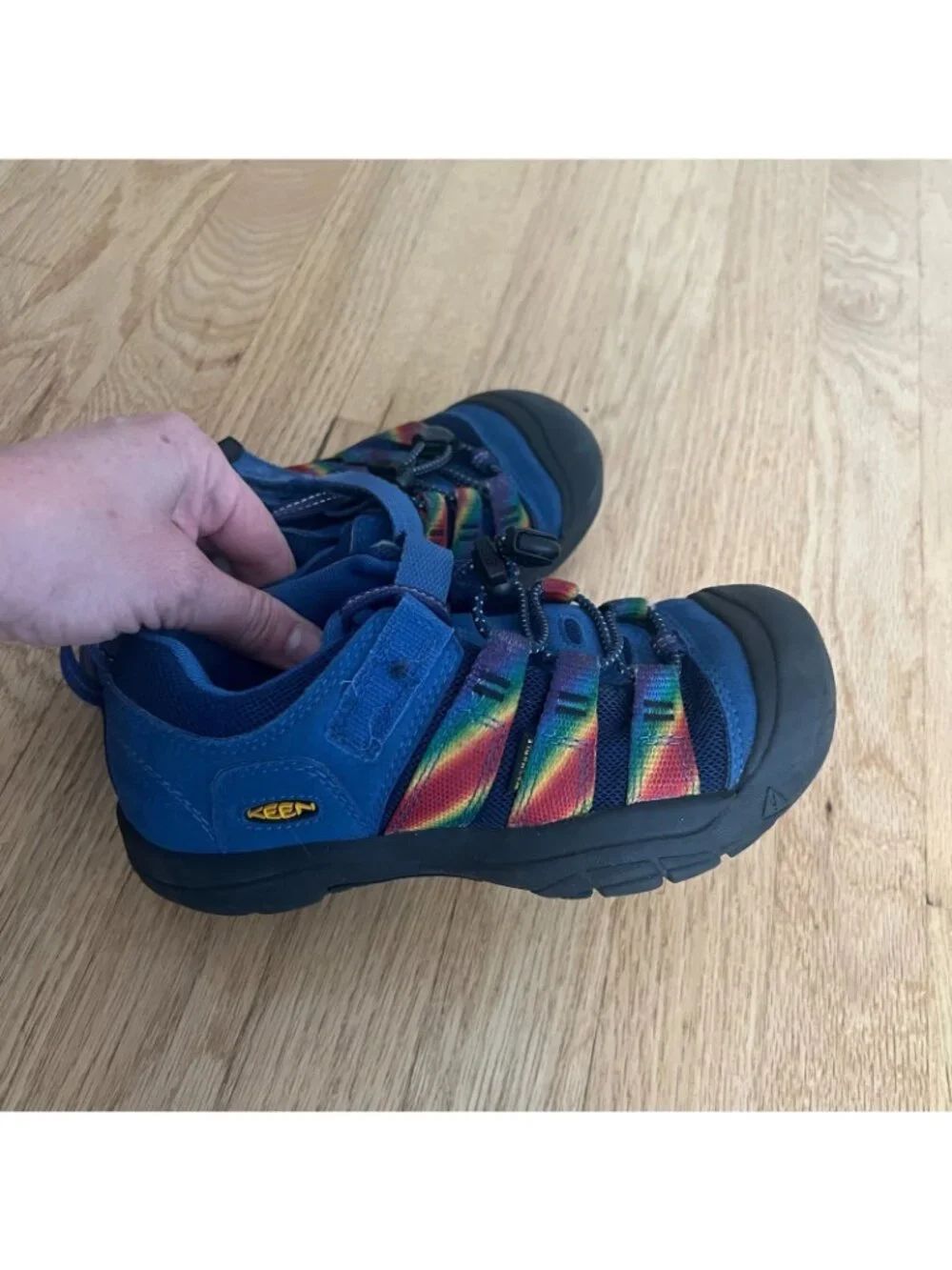 Keen Newport H2Sho Water Hiking Shoes Blue Rainbow Big Kid's Size 3
